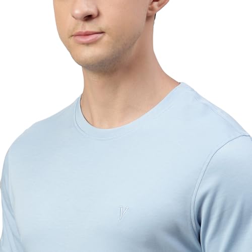 Van Heusen Men's Regular Fit T-Shirt (IHQTS1SK60039_Sky