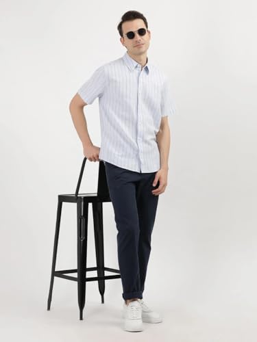 Calvin Klein Jeans Men's Striped Regular Fit Shirt (40BM134450_Skywriting