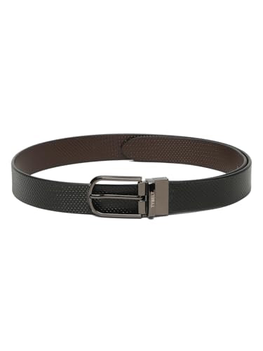 TYBELT Genuine Leather Belt for Men | Adjustable Waistband up to 34 Inches | Belt for Jeans & Dress Pants | Black & Brown (Pack of 1)_96_34