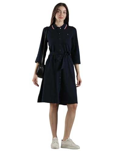 Cotton Polo Collar Shirt Dress