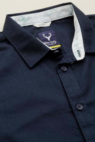 Boys Navy Solid Casual Shirt