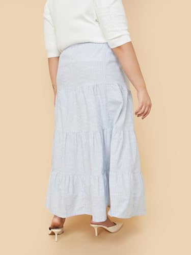 Max Cotton Blend Western Skirt Blue