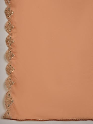 TRENDMALLS Women's Silk Embroidery A line Kurta Pant Set with Dupatta (G263-Orange-M-)