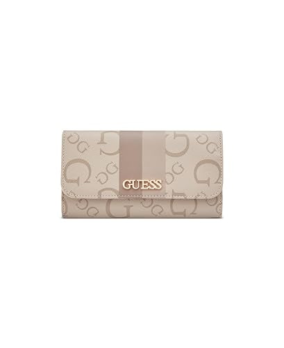 Guess Taupe Printed Snap Button Wester Slim Clutch Tri-Fold Wallet