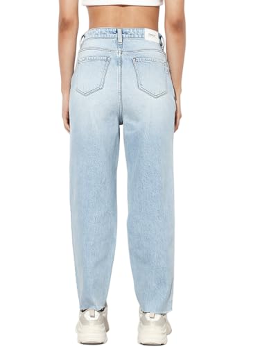 ONLY Women's Straight Fit High-Rise Blue Jeans
