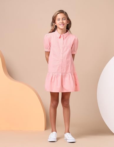 U.S. POLO ASSN. Girl's Cotton A-Line Mini Dress (UGDRS0420 Pink