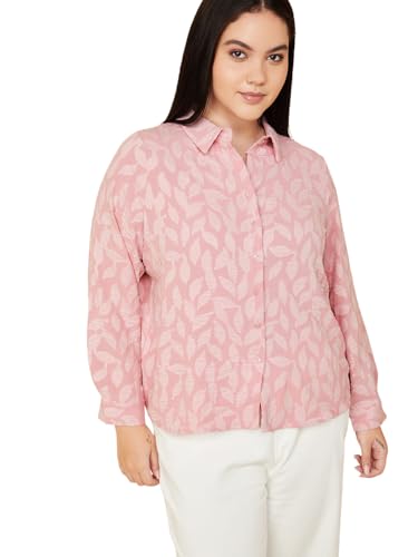 Max Women Textured Regular Fit Shirt (Pink_5XL)