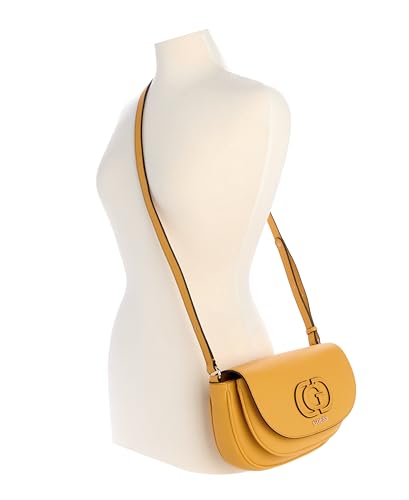 GUESS Women Gold Textured Adjustable Shoulder Strap Crossbody Bag
