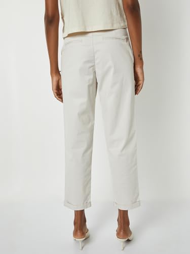 Max Women Solid Trousers with Braided Belt(Off White_34,)