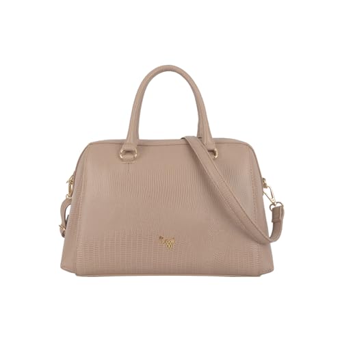 Baggit Women Beige Duffle Handbag Medium Size | Ladies Stylish Casual Purse Bag