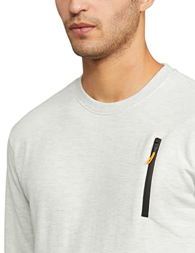Fusefit Men's Fleece Round Neck Sweatshirt (FFA-MT060-03_GREY MEL_S)