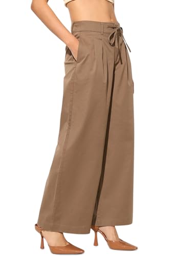 ONLY Women Flared High-Rise Brown Pants