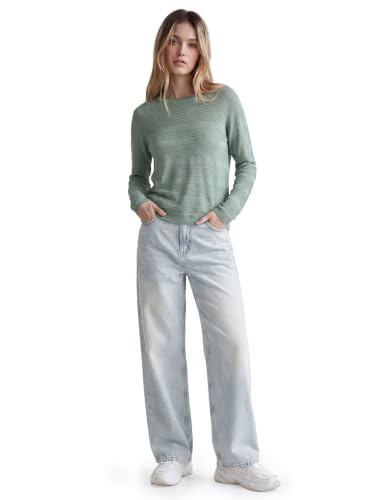 ONLY Women's Striped Regular Fit Green Sweater