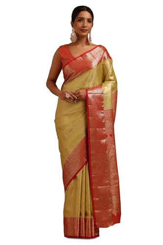 Soch Womens Light Green Silk Blend Zari Woven Saree