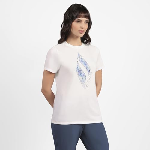 Skechers Women's Floral Diamond Classic Crew T (TS181A-WHT_XS)