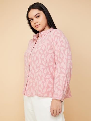 Max Women Textured Regular Fit Shirt (Pink_5XL)