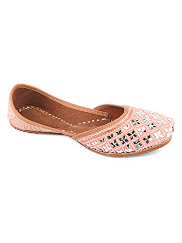 DESI COLOUR Casual Footwear for Womens/Punjabi Jutti/Mojari for Party Peachy Mirror