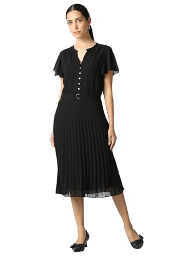 Van Heusen Women's Polyester Modern Knee-Length Dress (VWDRERGF773037_Black