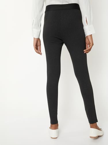 Max Women Striped Knit Treggings (Grey_S)