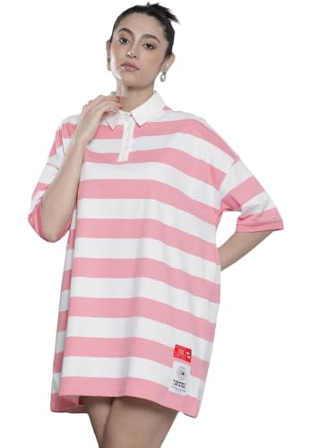 Tommy Hilfiger women's Cotton Shirt Knee-Length Casual Dress (S23HWDR072 Pink
