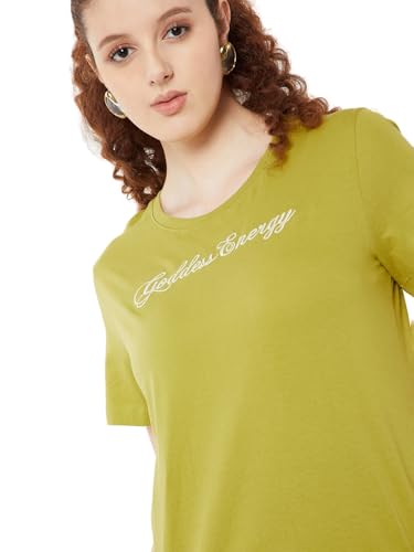 Max Women Embroidered T-Shirt (Green_S)