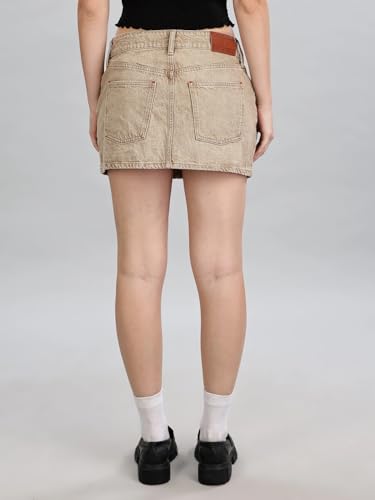 Slim Fit Solid Mid Rise Skirt