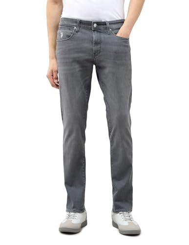 U.S. Polo Assn. Denim Co. Men's Brandon Slim Tapered Fit Grey Jeans (UDJEN1853_Mid Grey Wash_36)