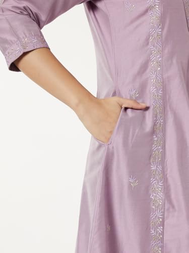 Max Women Embroidered A-line Kurta Set(Purple_L)