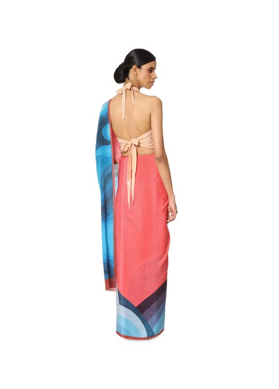 Satya Paul Pink Medium Crepe Printed Silk Saree for Women