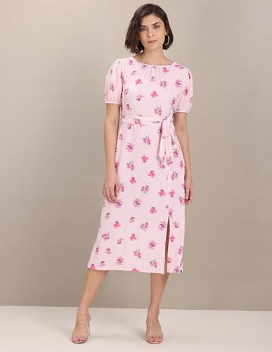 U.S. POLO ASSN. Women's Polyester Fit and Flare Knee-Length Dress (UWAW22DRS044_Pink