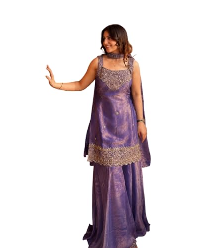 VARNI FABRICS: A lady's First Love Women's Silk Blend Embroidered Straight Kurta Set With Dupatta And Flared Palazzo