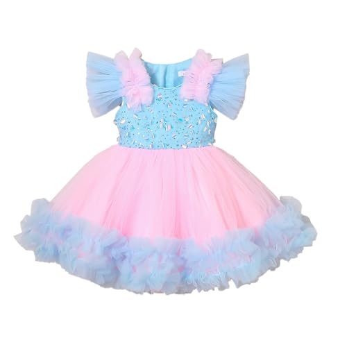 Hopscotch Girls Pink Short Sleeves Sequined Ruffle Party Dress for Age (5-6 Years)