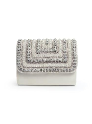 THE TAN CLAN Nysa White Flap Over Clutches for women Bag for Women Elegant Evening Handbag, Stylish Purse