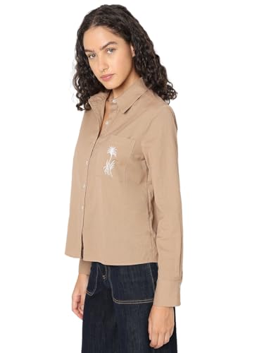 VERO MODA Women Regular Fit Brown Shirt