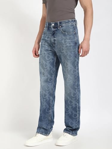 Medium-Wash Straight Fit Mid Rise Jeans