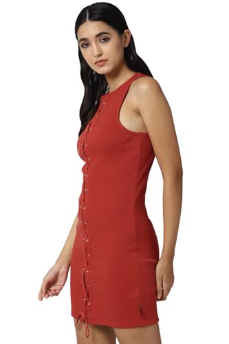FOREVER 21 women's Cotton Classic Mini Dress (596604_Red