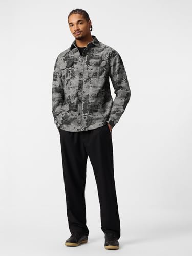 The Souled Store: Dark Mirage Men and Boys Long Sleeve Spread Collar Grey Abstract Print Cotton Blend Lightweight Everyday Office Wear Easy to Style Casual Relaxed Fit Shirt