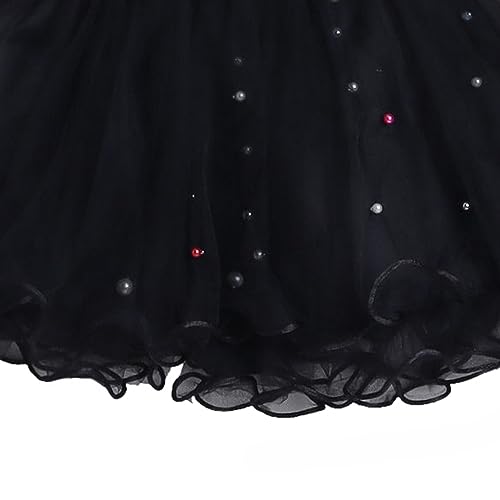 Hopscotch Girls Polyester Ruffled A-Line Knee Length Skirt in Black Color for 6-7 Years (ADX-3074989)