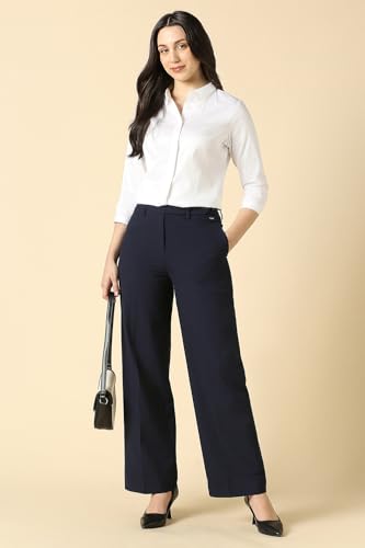 Allen Solly Women's Regular Casual Pants (AHTFWRGBB01134_Navy