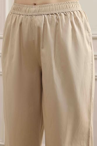 Biba Women Natural White Chanderi Straight Dyed Suit Set_42