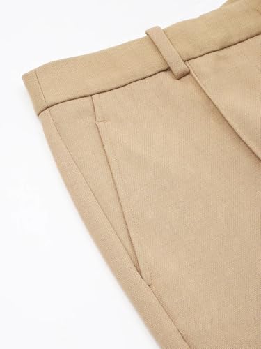 Relaxed-Fit Solid High-Rise Trouser Beige