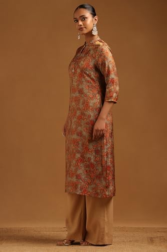 Soch Womens Rust Muslin Botanical Kurta