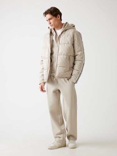 GUESS Men Beige Printed Hooded Jacket