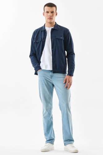 SNITCH Men Casual Jeans | Straight Fit Light Blue with Smooth Texture & Washed Finish | Durable Cotton Blend Fabric for Everyday Comfort & Versatile Styling