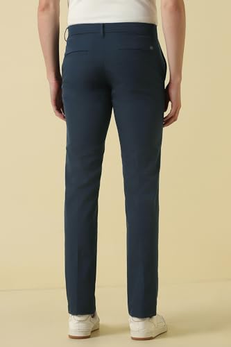 Men Navy Solid Casual Trousers