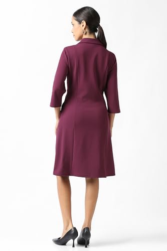 Van Heusen Women's Polyester Blend Modern Knee-Length Dress (VWCDERGF576392_Maroon