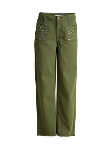 VERO MODA Girls Wide Leg Mid Rise Green Jeans
