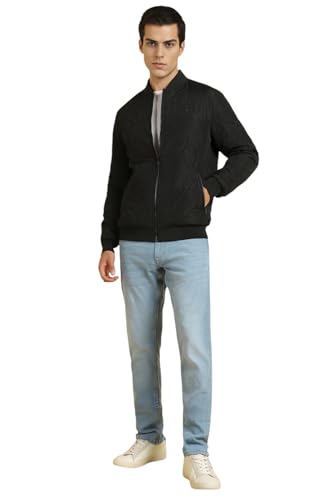 Allen Solly Men Black Textured Full Sleeves Casual Jacket