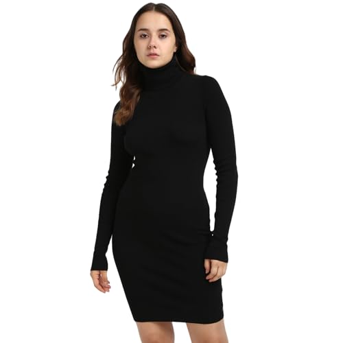 Calvin Klein Jeans Women's Cotton Bodycon Knee-Length Casual Dress (J20J224150BEH_Black