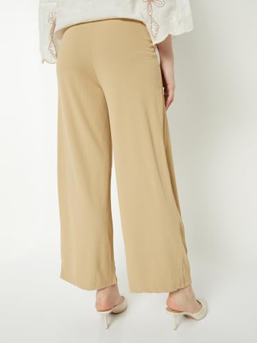 Max Women Ribbed Trousers (Beige_L)